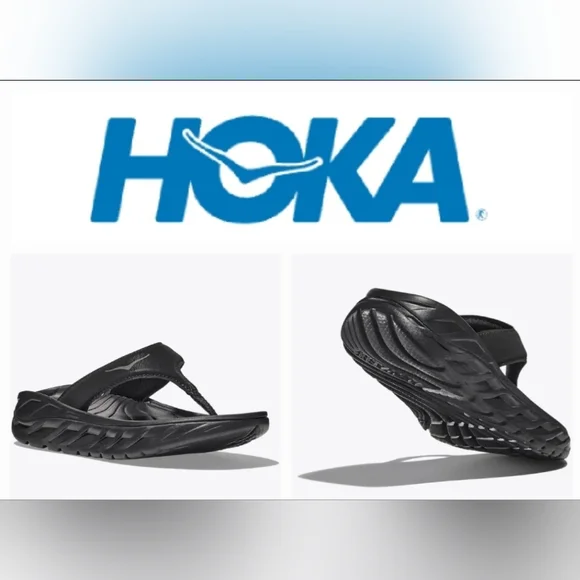 HOKA Women's Black Ora Recovery Flip Flop Sz 6 - Picture 1 of 14